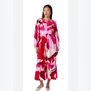 Crosby by Mollie Burch Vibrant Red and Pink Floral Maxi Dress